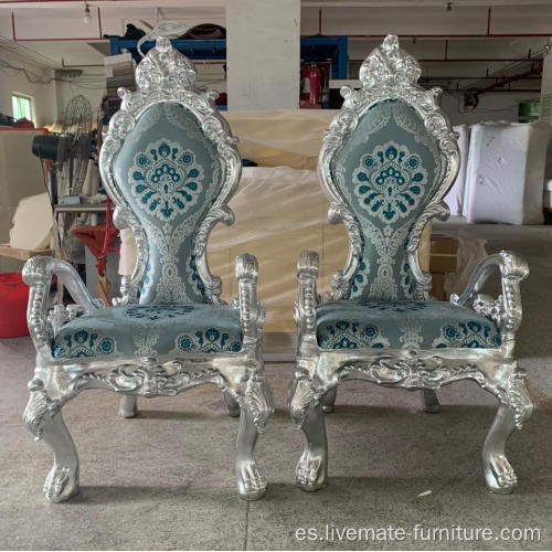 Acento de madera antiguo Sillas de terciopelo Throne Luxury